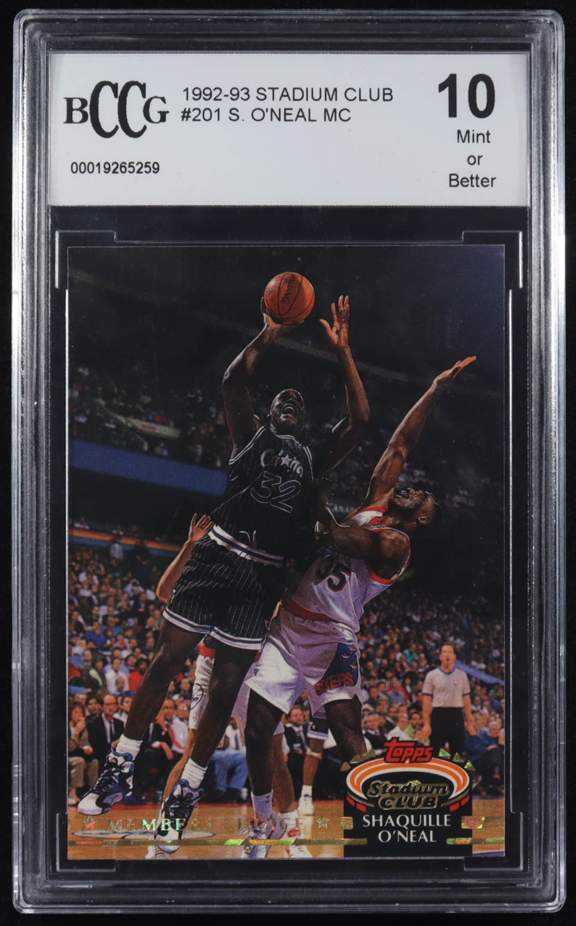 Shaquille O'Neal 1992-93 Stadium Club #201 MC RC (BCCG 10) at PristineAuction.com Shaquille O'Neal 1992-93 Stadium Club #201 MC RC (BCCG 10) at PristineAuction.com
