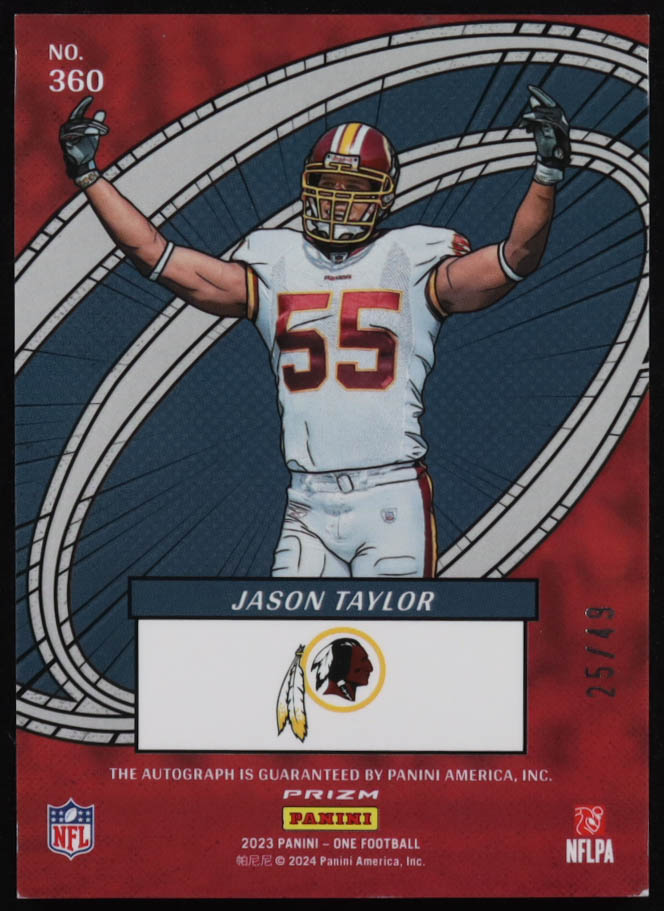 Jason Taylor 2023 Panini One The Oneders Autographs Green #360 #25/49 at PristineAuction.com Jason Taylor 2023 Panini One The Oneders Autographs Green #360 #25/49 at PristineAuction.com