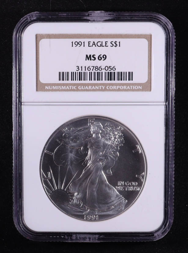 1991 American Silver Eagle $1 Coin (NGC MS69) at PristineAuction.com 1991 American Silver Eagle $1 Coin (NGC MS69) at PristineAuction.com