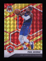 Paul George 2020-21 Panini Mosaic Mosaic Choice Fusion Red and Yellow #75 #61/88 at PristineAuction.com