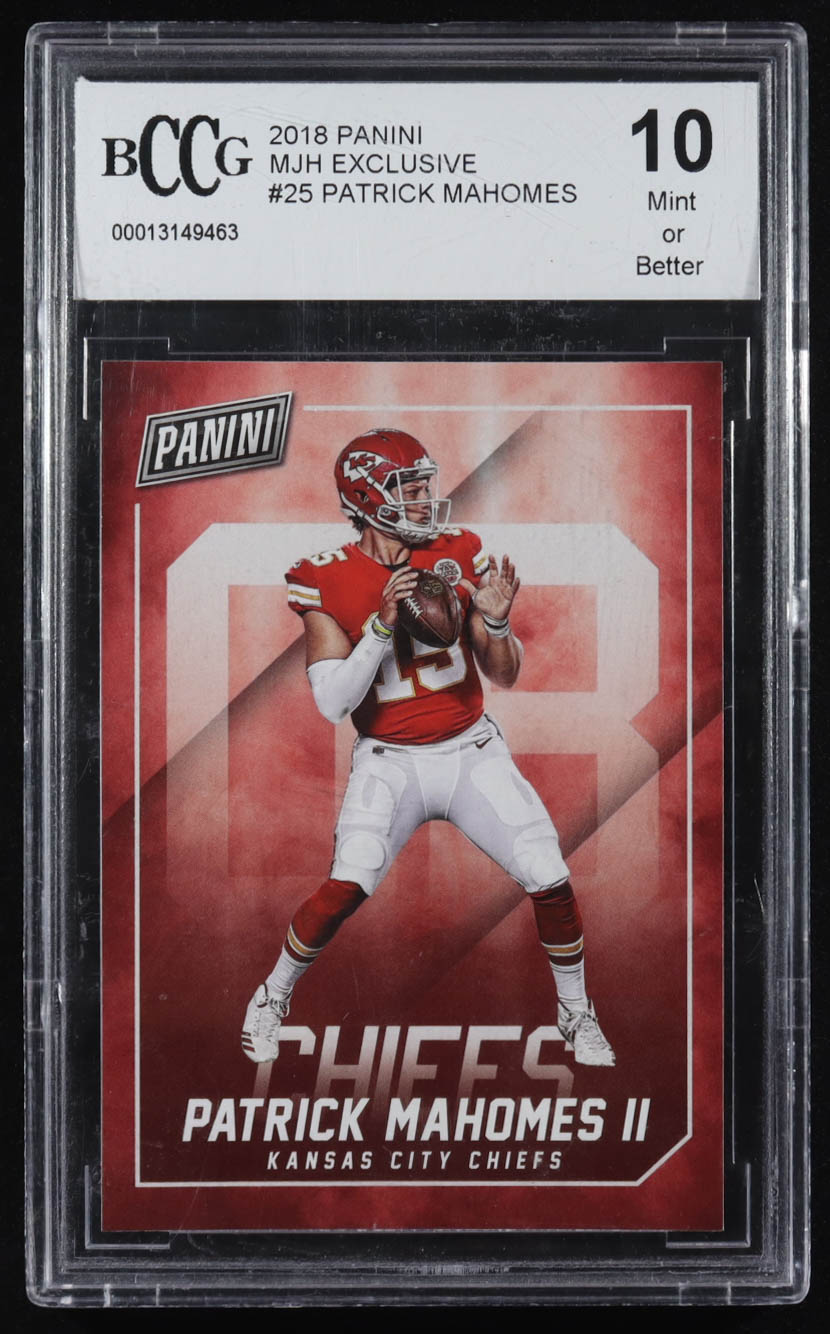 Patrick Mahomes II 2018 Panini MJH Exclusive #25 (BCCG 10) at PristineAuction.com Patrick Mahomes II 2018 Panini MJH Exclusive #25 (BCCG 10) at PristineAuction.com