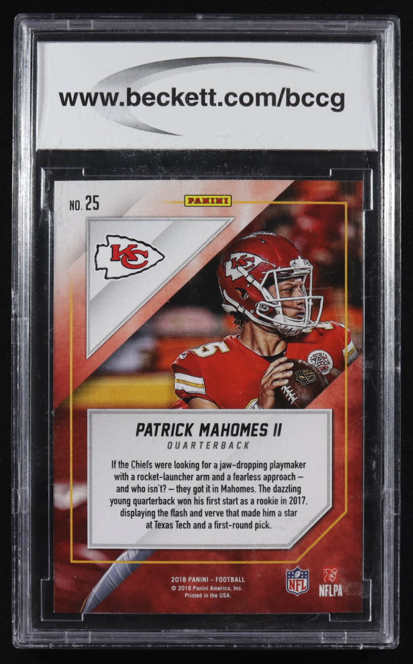 Patrick Mahomes II 2018 Panini MJH Exclusive #25 (BCCG 10) at PristineAuction.com Patrick Mahomes II 2018 Panini MJH Exclusive #25 (BCCG 10) at PristineAuction.com