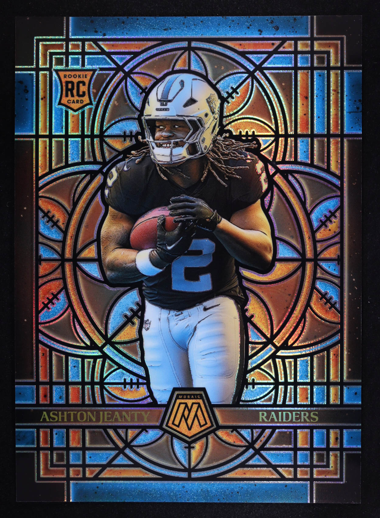 Ashton Jeanty 2025 Panini Mosaic Stained Glass Oversized #14 RC at PristineAuction.com Ashton Jeanty 2025 Panini Mosaic Stained Glass Oversized #14 RC at PristineAuction.com