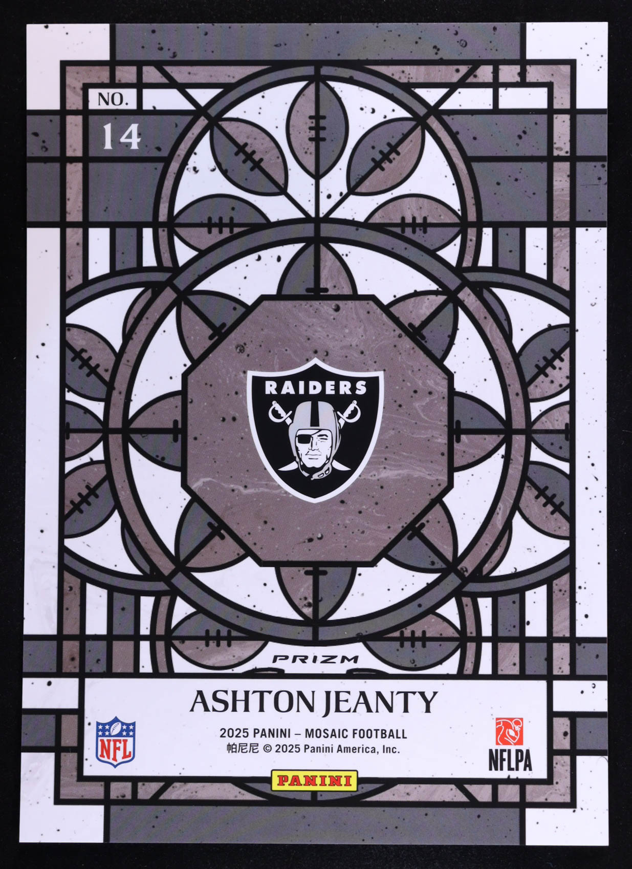 Ashton Jeanty 2025 Panini Mosaic Stained Glass Oversized #14 RC at PristineAuction.com Ashton Jeanty 2025 Panini Mosaic Stained Glass Oversized #14 RC at PristineAuction.com