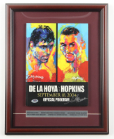LeRoy Neiman Signed "De La Hoya Vs Hopkins" Custom Framed Neiman Art Cover Program Display with Stat Plaque (PSA) at PristineAuction.com