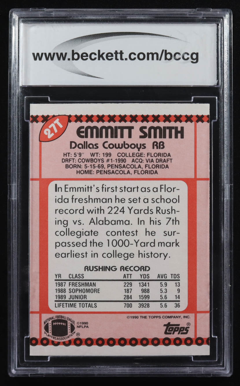 Emmitt Smith 1990 Topps Traded #27T RC (BCCG 10) at PristineAuction.com Emmitt Smith 1990 Topps Traded #27T RC (BCCG 10) at PristineAuction.com