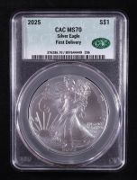 2025 Silver Eagle First Delivery $1 Coin (CACG MS70) at PristineAuction.com