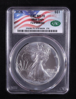 2025 Silver Eagle First Delivery $1 Coin (CACG MS70) at PristineAuction.com