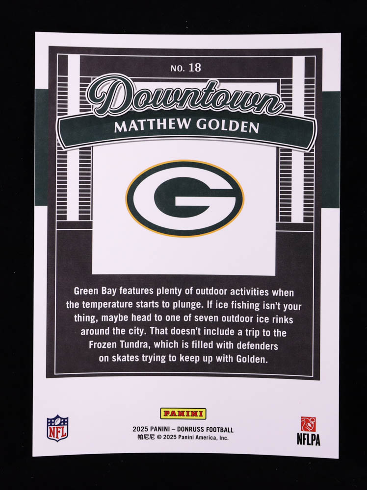 Matthew Golden 2025 Donruss Downtown! Oversize #18 RC at PristineAuction.com Matthew Golden 2025 Donruss Downtown! Oversize #18 RC at PristineAuction.com