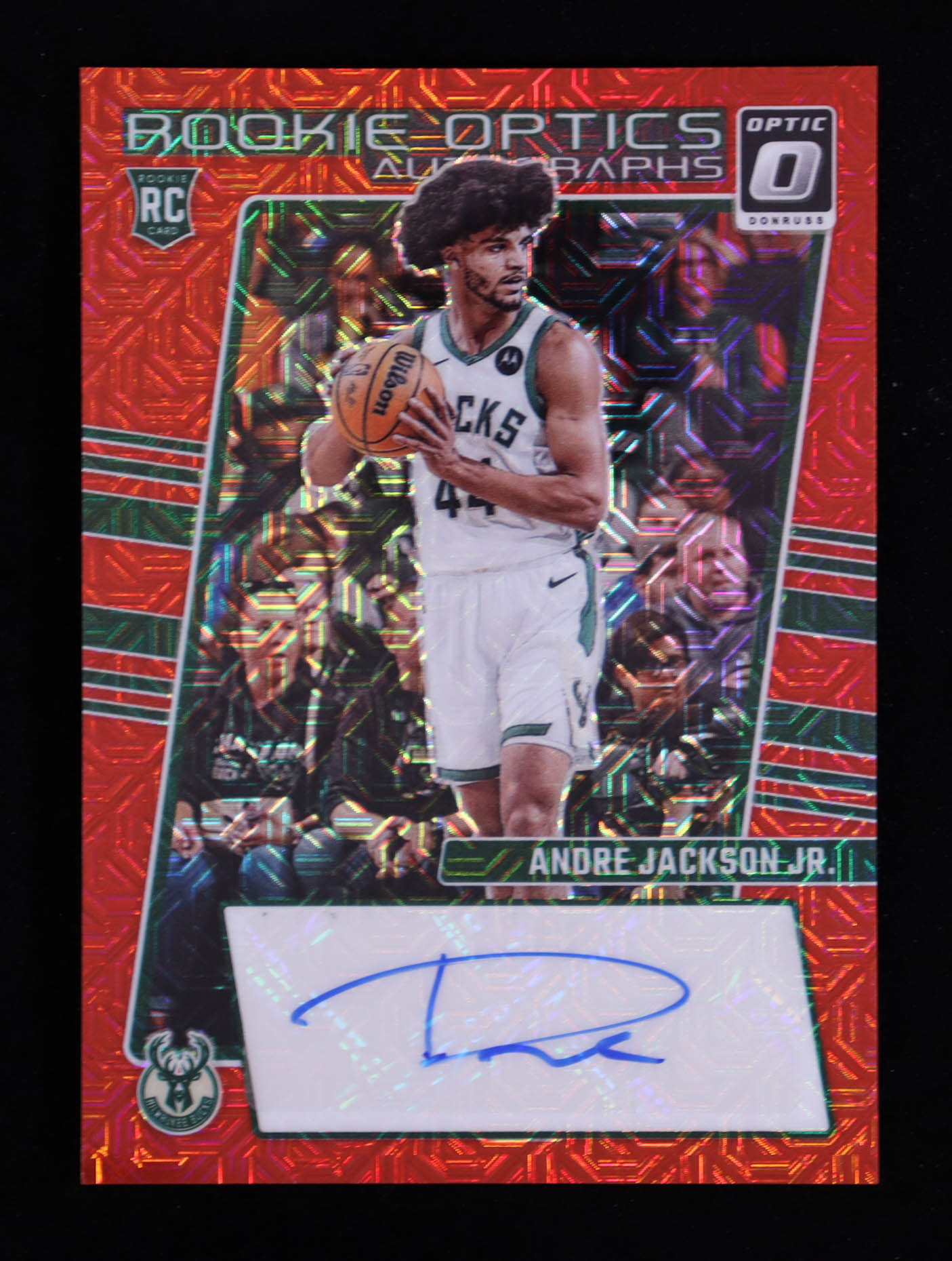 Andre Jackson Jr. 2023-24 Donruss Optic Rookie Optics Autographs Choice #23 RC at PristineAuction.com Andre Jackson Jr. 2023-24 Donruss Optic Rookie Optics Autographs Choice #23 RC at PristineAuction.com