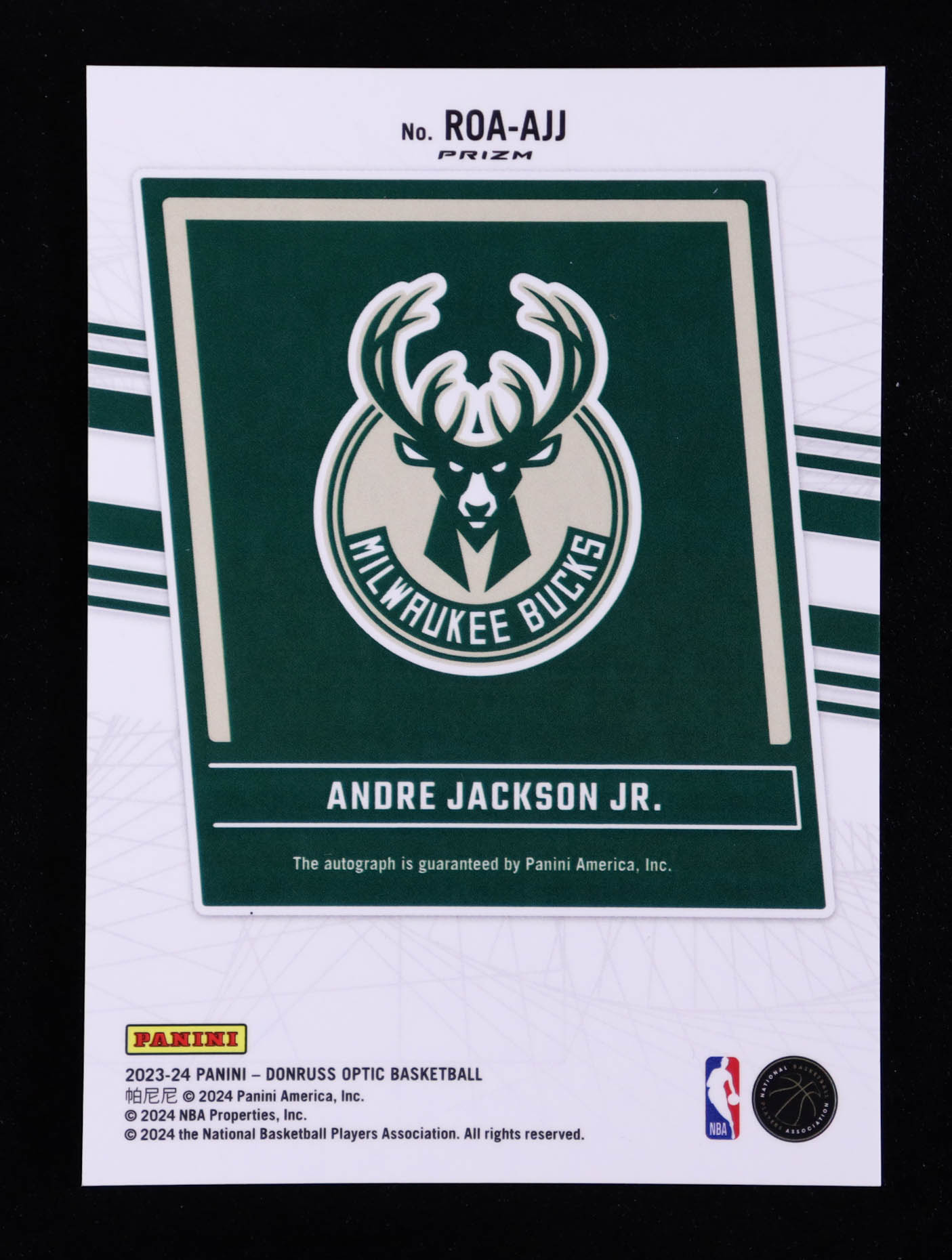 Andre Jackson Jr. 2023-24 Donruss Optic Rookie Optics Autographs Choice #23 RC at PristineAuction.com Andre Jackson Jr. 2023-24 Donruss Optic Rookie Optics Autographs Choice #23 RC at PristineAuction.com