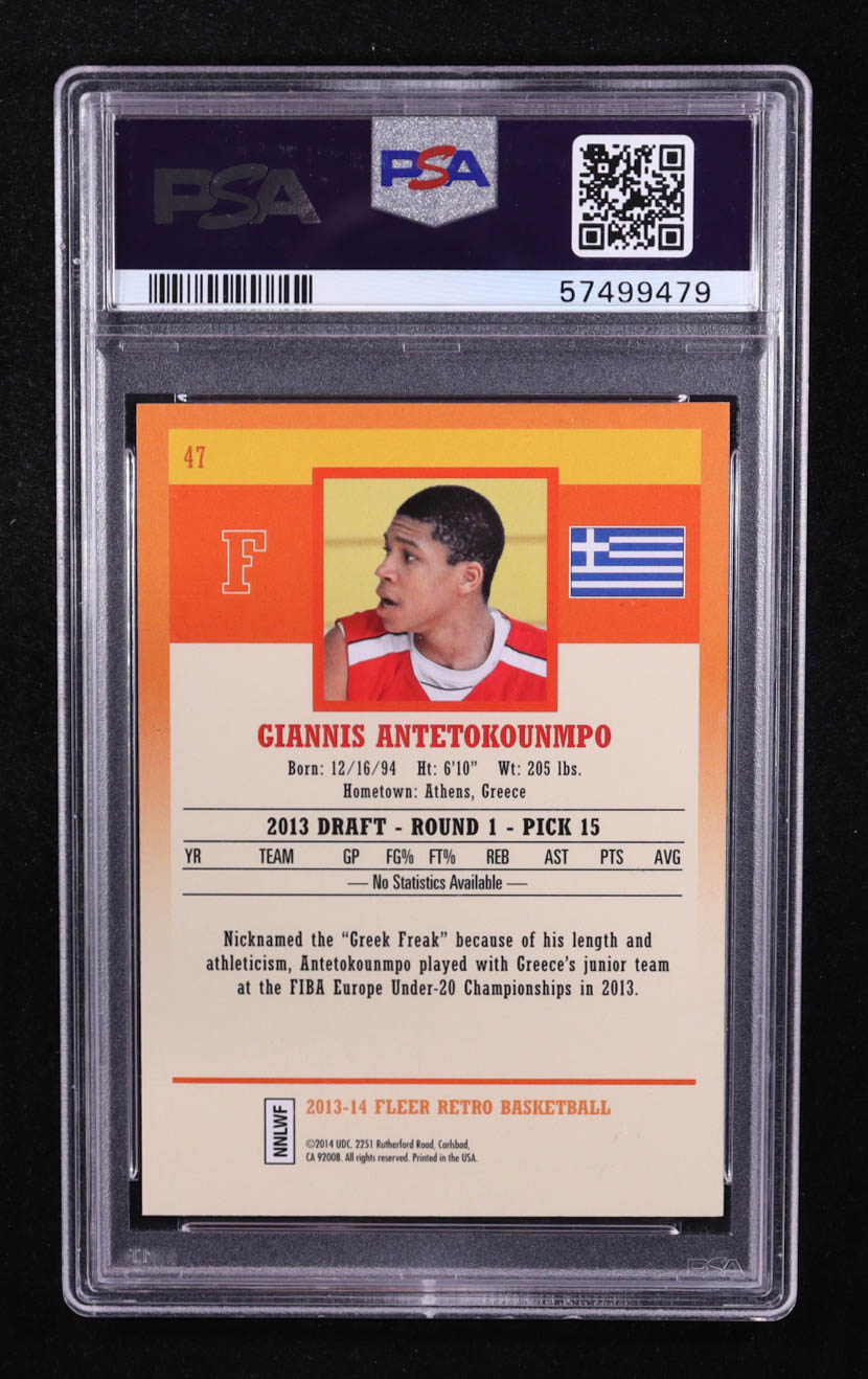 Giannis Antetokounmpo 2013 Fleer Retro #47 RC (PSA 10) at PristineAuction.com Giannis Antetokounmpo 2013 Fleer Retro #47 RC (PSA 10) at PristineAuction.com