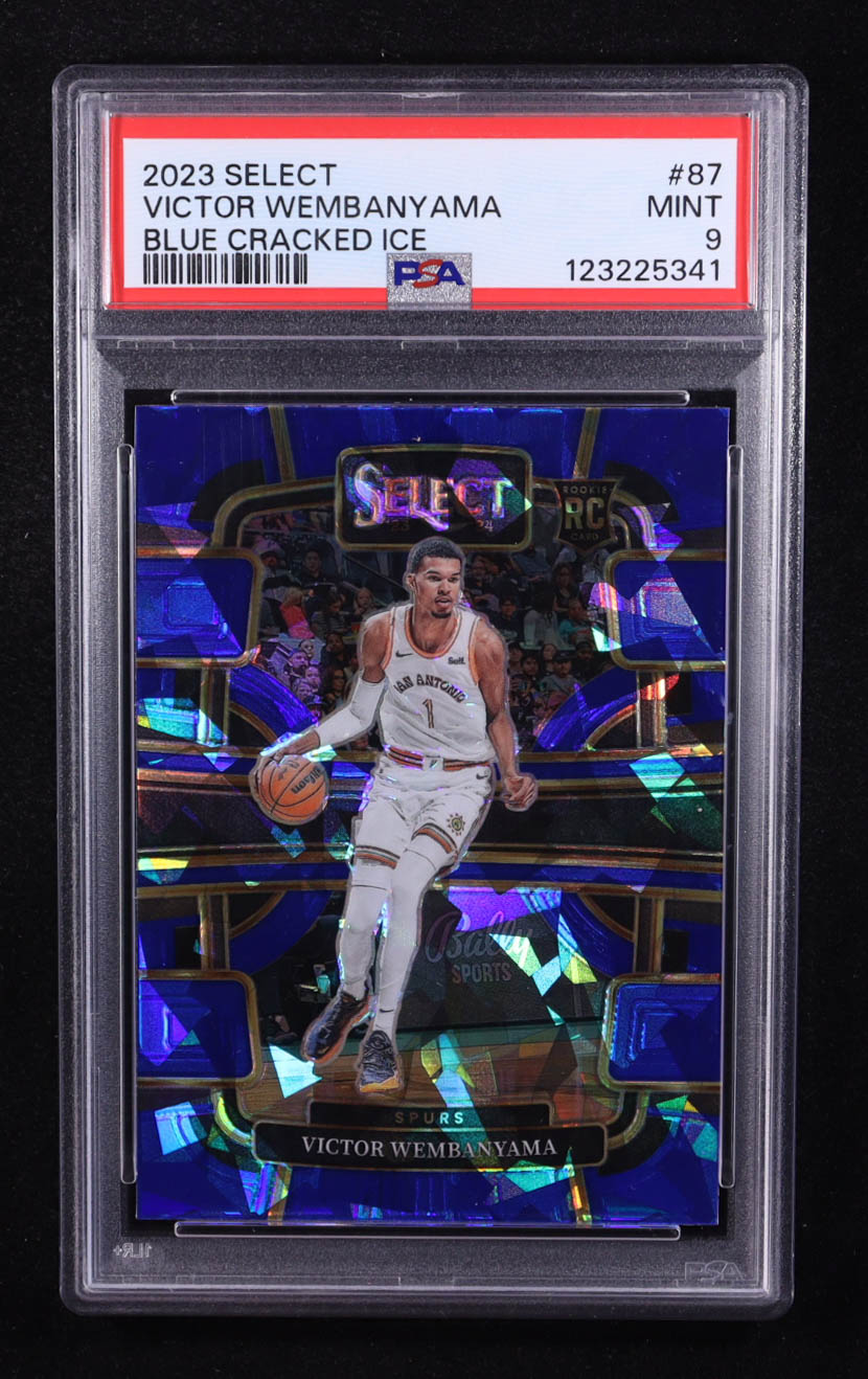 Victor Wembanyama 2023-24 Panini Select Concourse Blue Cracked Ice #79 RC (PSA 9) at PristineAuction.com Victor Wembanyama 2023-24 Panini Select Concourse Blue Cracked Ice #79 RC (PSA 9) at PristineAuction.com