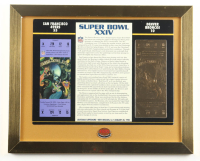 Super Bowl XXIV Commemorative Score Card with 23KT Gold Ticket Framed Display With Super Bowl XXIV Pin at PristineAuction.com