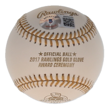 Albert Pujols Signed 2017 Gold Glove Award Ceremony Logo Baseball Inscribed "05, 10 Gold Glove" (Beckett) at PristineAuction.com Albert Pujols Signed 2017 Gold Glove Award Ceremony Logo Baseball Inscribed "05, 10 Gold Glove" (Beckett) at PristineAuction.com