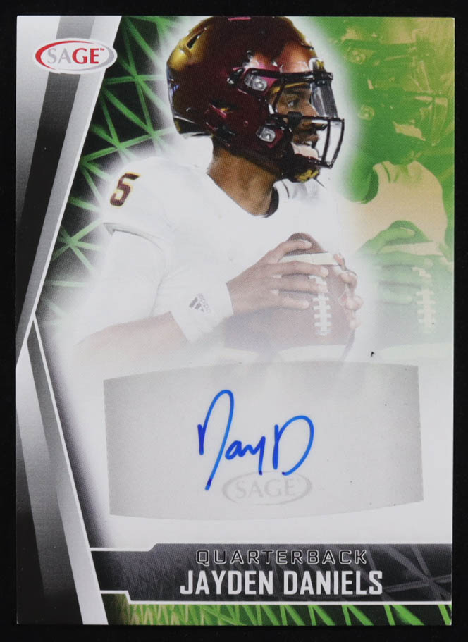 Jayden Daniels 2022 SAGE HIT Autographs Black #AJD RC at PristineAuction.com Jayden Daniels 2022 SAGE HIT Autographs Black #AJD RC at PristineAuction.com