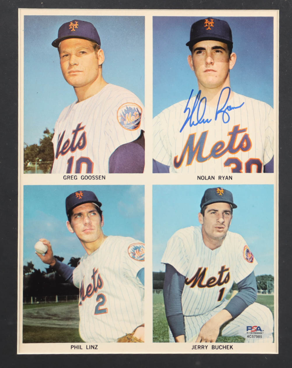 Nolan Ryan Signed 1968 Mets Uncut Custom Framed Sheet Display with Mets Logo Pin (PSA) at PristineAuction.com Nolan Ryan Signed 1968 Mets Uncut Custom Framed Sheet Display with Mets Logo Pin (PSA) at PristineAuction.com