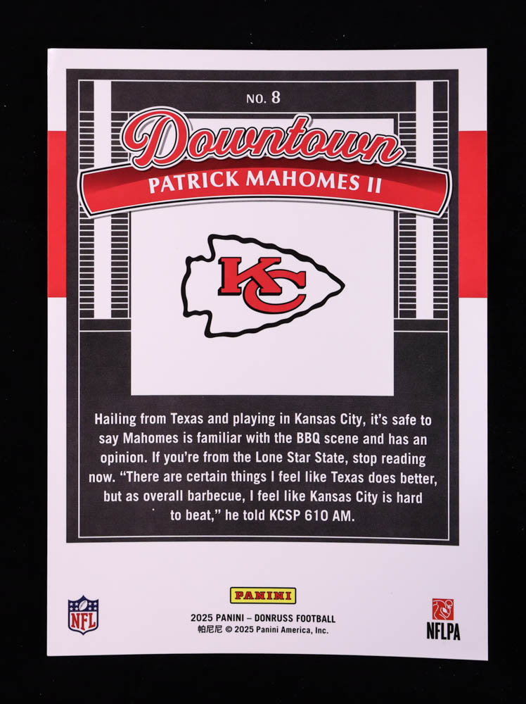 Patrick Mahomes II 2025 Donruss Downtown! Oversize #8 at PristineAuction.com Patrick Mahomes II 2025 Donruss Downtown! Oversize #8 at PristineAuction.com