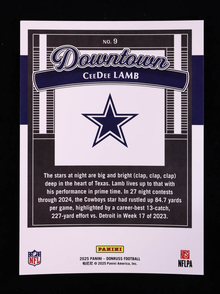 CeeDee Lamb 2025 Donruss Downtown! Oversize #9 at PristineAuction.com CeeDee Lamb 2025 Donruss Downtown! Oversize #9 at PristineAuction.com