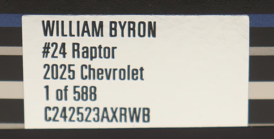 William Byron Signed 2025 #24 Raptor | 1:24 Diecast Car (PA) at PristineAuction.com William Byron Signed 2025 #24 Raptor | 1:24 Diecast Car (PA) at PristineAuction.com