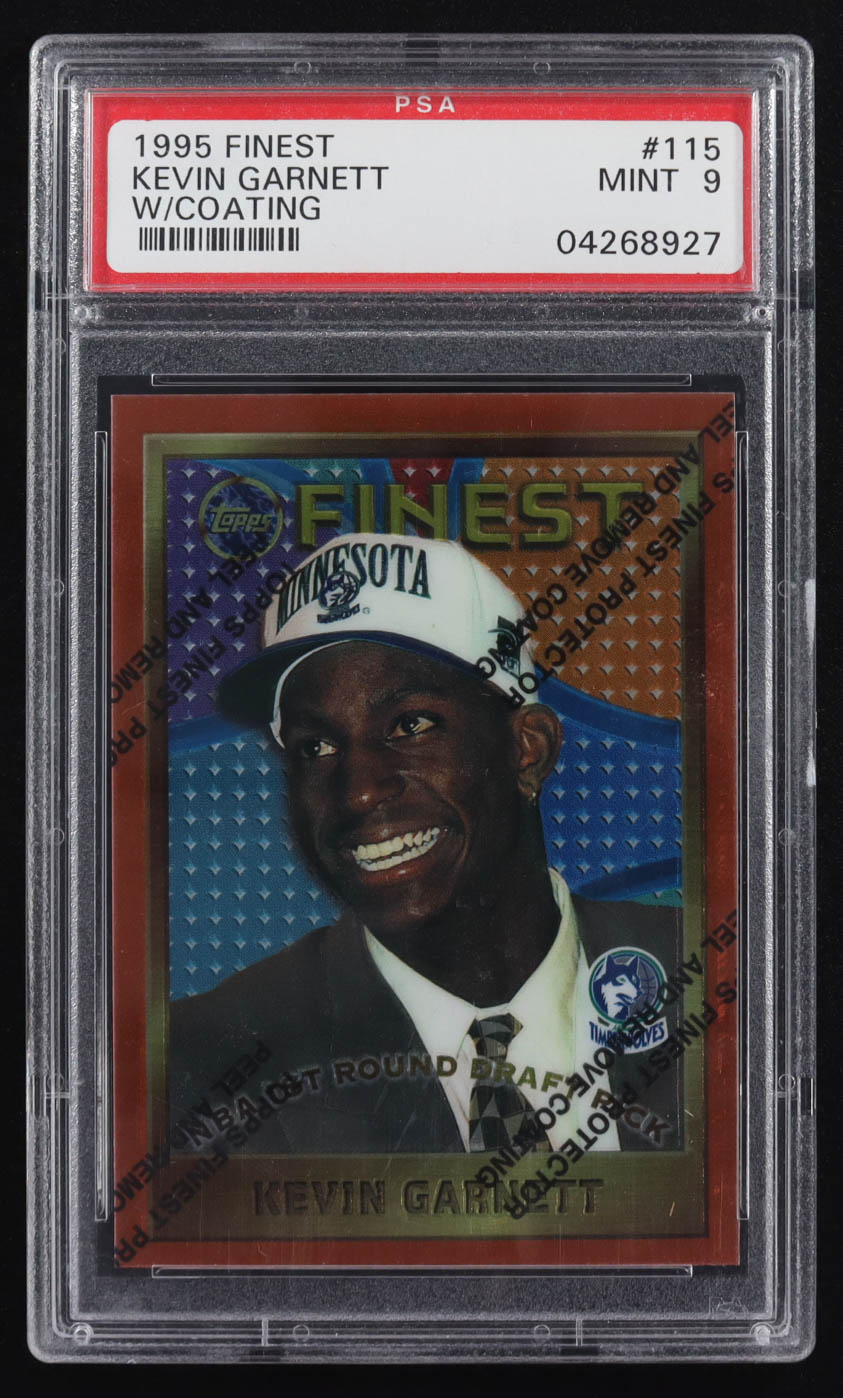 Kevin Garnett 1995-96 Finest #115 RC with Coating (PSA 9) at PristineAuction.com Kevin Garnett 1995-96 Finest #115 RC with Coating (PSA 9) at PristineAuction.com