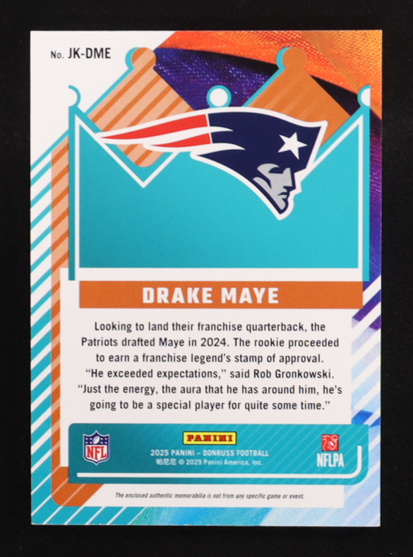 Drake Maye 2025 Donruss Jersey Kings #9 #312/425 at PristineAuction.com Drake Maye 2025 Donruss Jersey Kings #9 #312/425 at PristineAuction.com