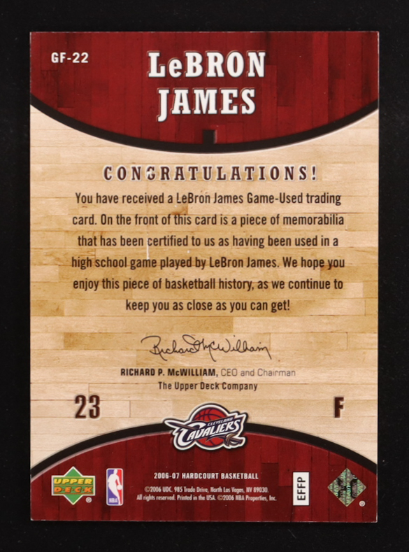 LeBron James 2006-07 Upper Deck Hardcourt Game Floor #22 at PristineAuction.com LeBron James 2006-07 Upper Deck Hardcourt Game Floor #22 at PristineAuction.com