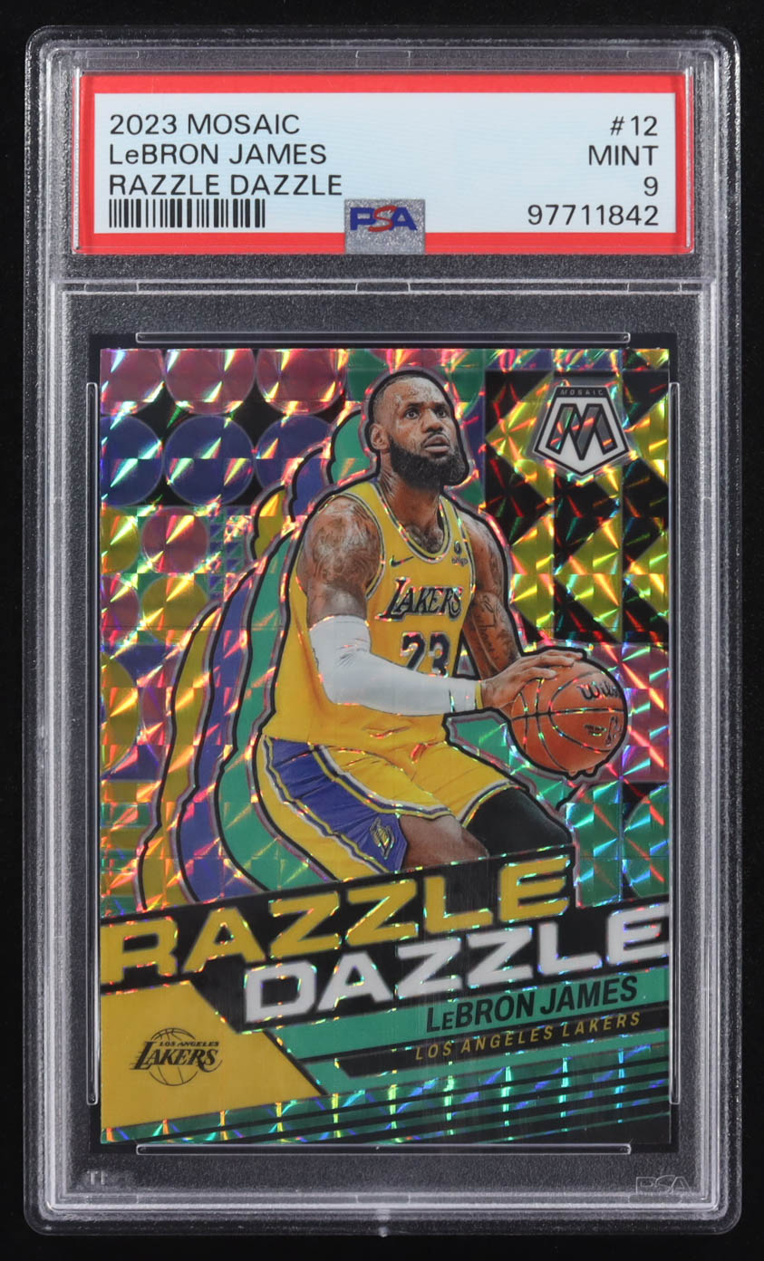 LeBron James 2023-24 Panini Mosaic Razzle Dazzle #12 (PSA 9) at PristineAuction.com LeBron James 2023-24 Panini Mosaic Razzle Dazzle #12 (PSA 9) at PristineAuction.com