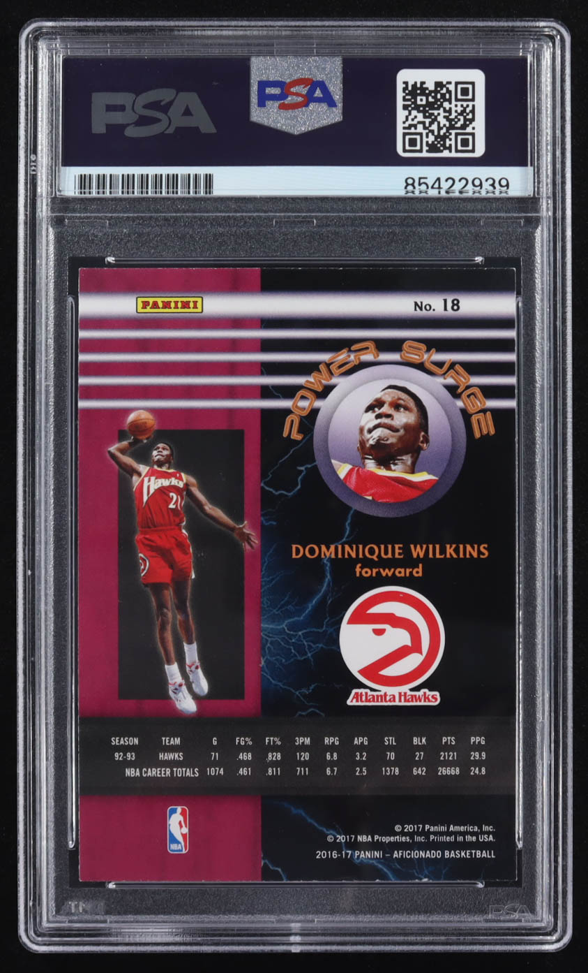 Dominique Wilkins Signed 2016-17 Panini Aficionado Power Surge #18 (PSA) at PristineAuction.com Dominique Wilkins Signed 2016-17 Panini Aficionado Power Surge #18 (PSA) at PristineAuction.com