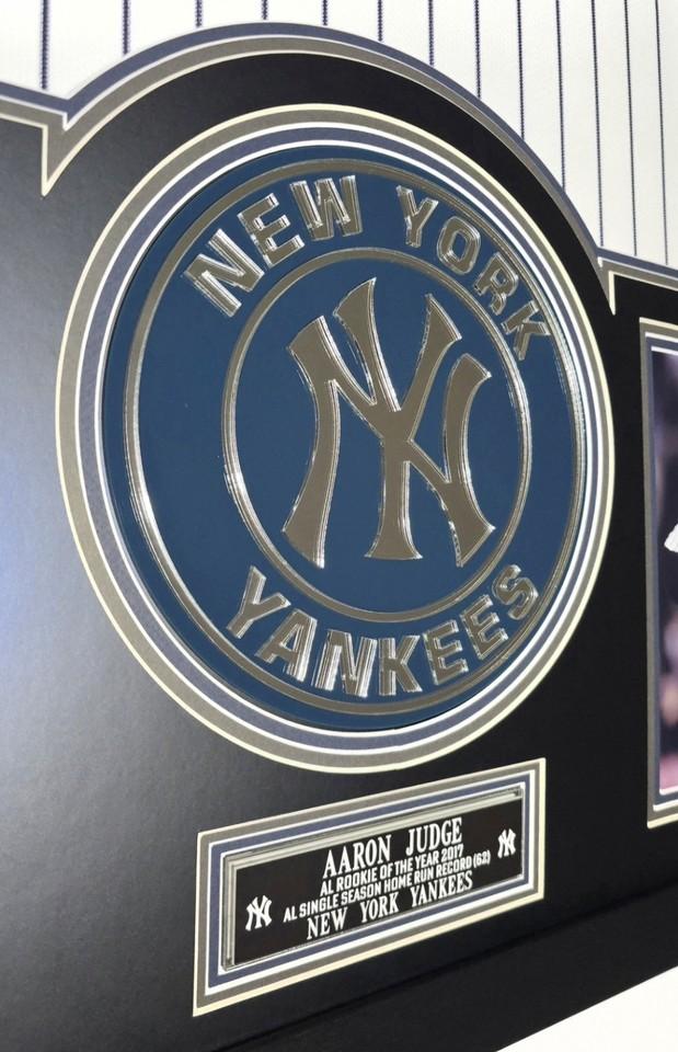 Aaron Judge Signed Yankees Custom Framed Nike Jersey Inscribed "25 AL MVP" with LED Display & (2) PSA 10 Graded Rookie Cards (Fanatics & MLB) at PristineAuction.com Aaron Judge Signed Yankees Custom Framed Nike Jersey Inscribed "25 AL MVP" with LED Display & (2) PSA 10 Graded Rookie Cards (Fanatics & MLB) at PristineAuction.com