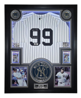 Aaron Judge Signed Yankees Custom Framed Nike Jersey Inscribed "25 AL MVP" with LED Display & (2) PSA 10 Graded Rookie Cards (Fanatics & MLB) at PristineAuction.com