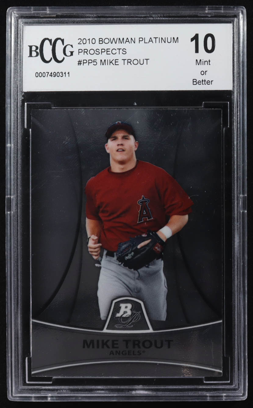 Mike Trout 2010 Bowman Platinum Prospects #PP5 RC (BCCG 10) at PristineAuction.com Mike Trout 2010 Bowman Platinum Prospects #PP5 RC (BCCG 10) at PristineAuction.com