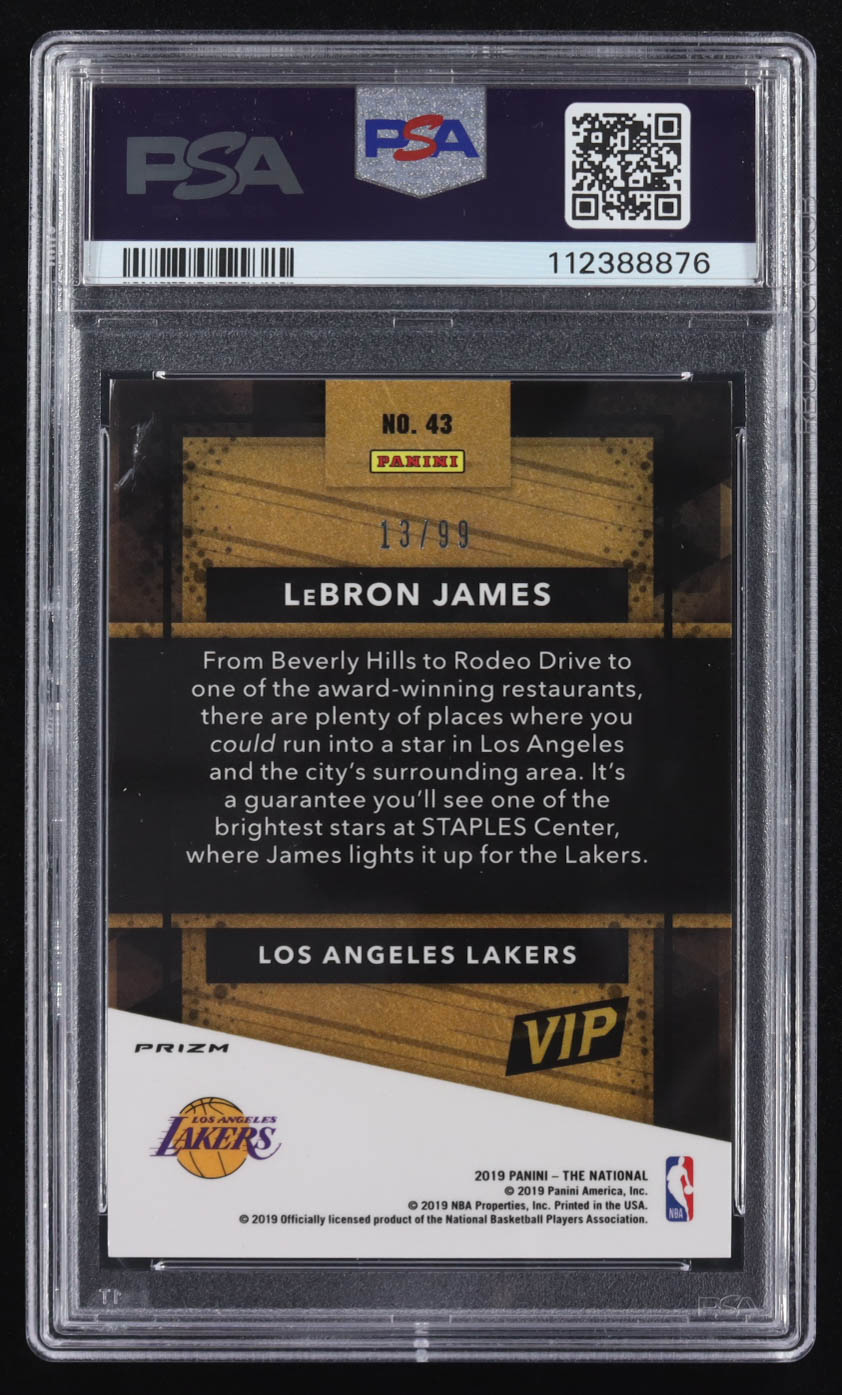 LeBron James 2019 Panini National Convention VIP Party Purple #43 #13/99 (PSA 9) at PristineAuction.com LeBron James 2019 Panini National Convention VIP Party Purple #43 #13/99 (PSA 9) at PristineAuction.com