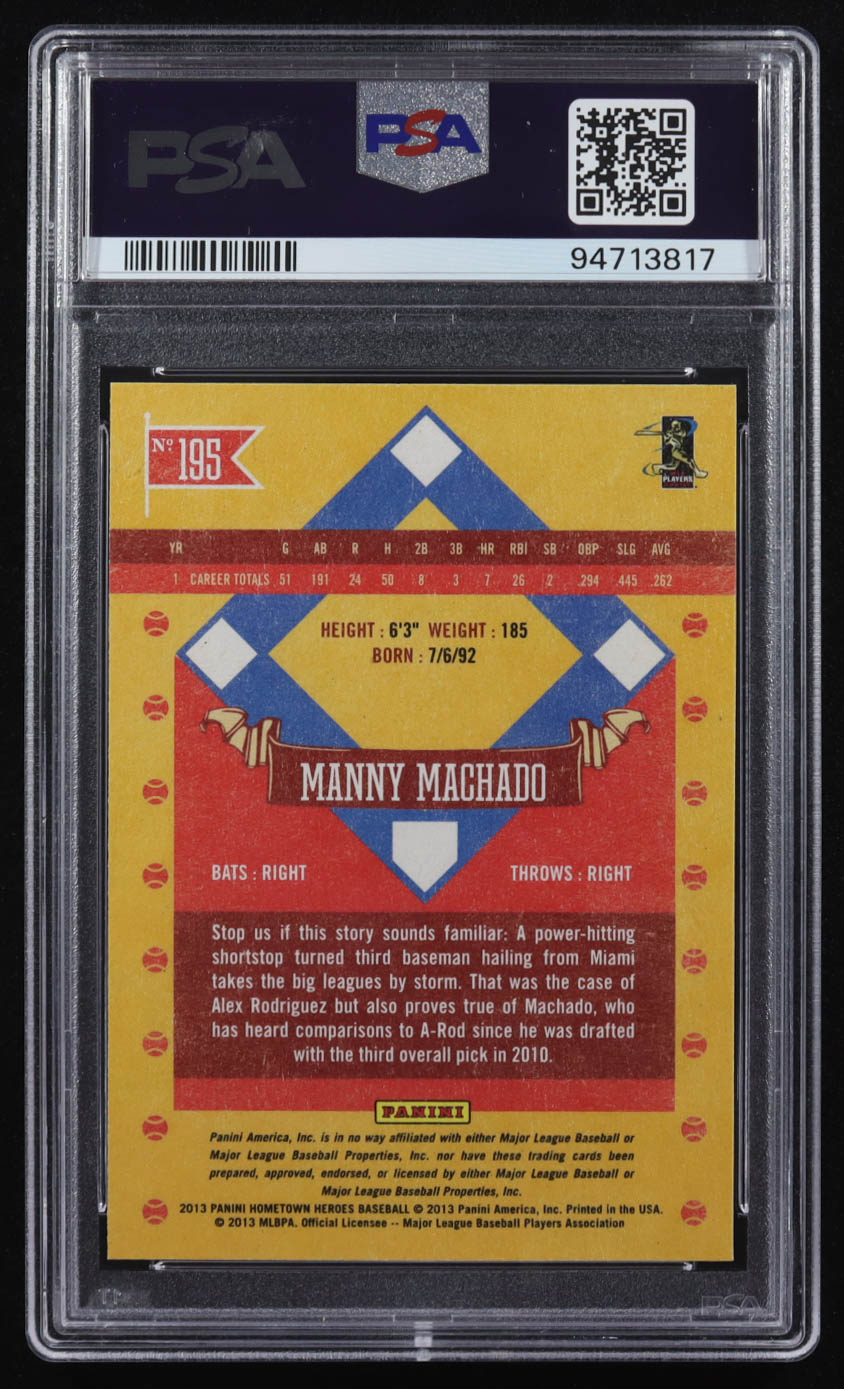 Manny Machado 2013 Hometown Heroes #195 RC (PSA 10) at PristineAuction.com Manny Machado 2013 Hometown Heroes #195 RC (PSA 10) at PristineAuction.com
