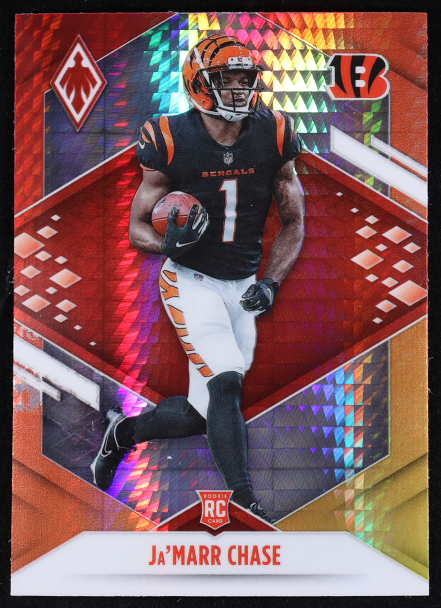 Ja'Marr Chase 2021 Panini Phoenix Fire Burst #105 RC at PristineAuction.com Ja'Marr Chase 2021 Panini Phoenix Fire Burst #105 RC at PristineAuction.com