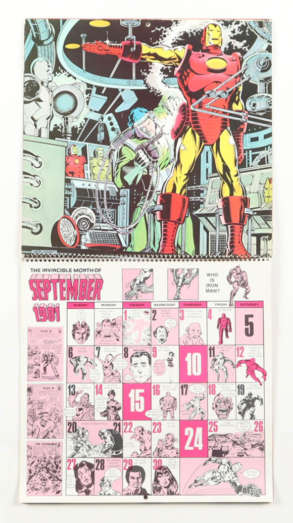 1981 Marvel Comics Vintage Art Work Calendar at PristineAuction.com 1981 Marvel Comics Vintage Art Work Calendar at PristineAuction.com