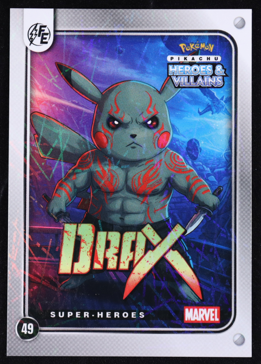 Drax 2025 Flash Edition Pikachu Cosplay Heroes & Villains #49 Lazer Holo at PristineAuction.com Drax 2025 Flash Edition Pikachu Cosplay Heroes & Villains #49 Lazer Holo at PristineAuction.com