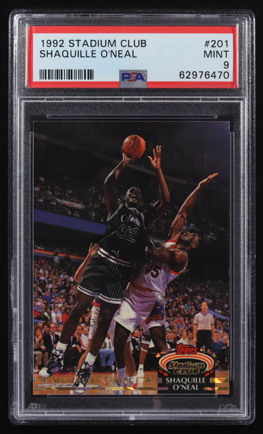 Shaquille O'Neal 1992-93 Stadium Club #201 MC RC (PSA 9) at PristineAuction.com Shaquille O'Neal 1992-93 Stadium Club #201 MC RC (PSA 9) at PristineAuction.com