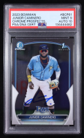 Junior Caminero Signed 2023 Bowman Chrome Prospects #BCP61 (PSA 9 | Autograph Grade 10) at PristineAuction.com