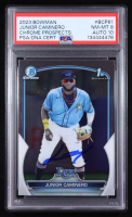 Junior Caminero Signed 2023 Bowman Chrome Prospects #BCP61 (PSA 8 | Autograph Grade 10) at PristineAuction.com