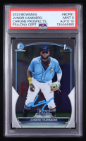 Junior Caminero Signed 2023 Bowman Chrome Prospects #BCP61 (PSA 9 | Autograph Grade 10) at PristineAuction.com