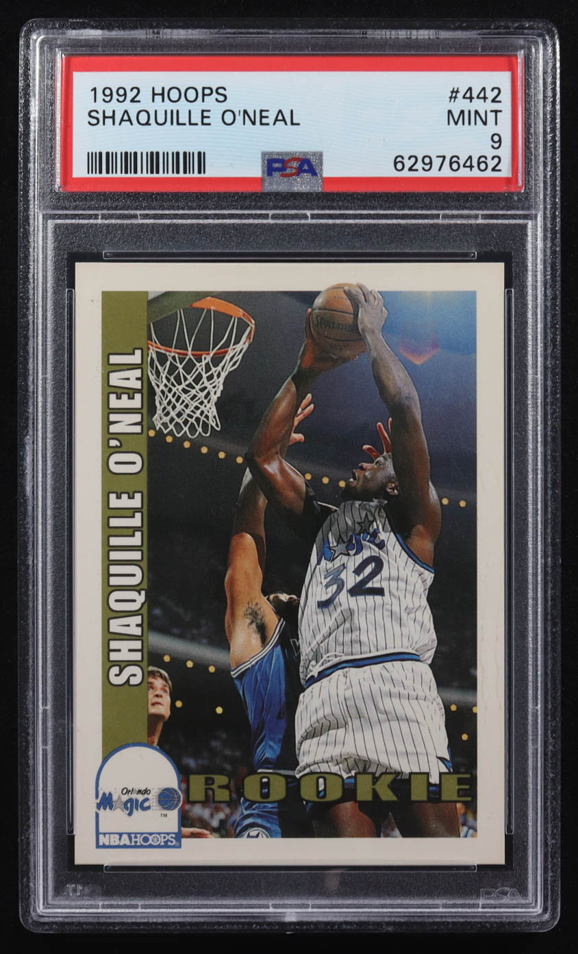 Shaquille O'Neal 1992-93 Hoops #442 RC (PSA 9) at PristineAuction.com Shaquille O'Neal 1992-93 Hoops #442 RC (PSA 9) at PristineAuction.com