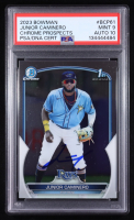 Junior Caminero Signed 2023 Bowman Chrome Prospects #BCP61 (PSA 9 | Autograph Grade 10) at PristineAuction.com