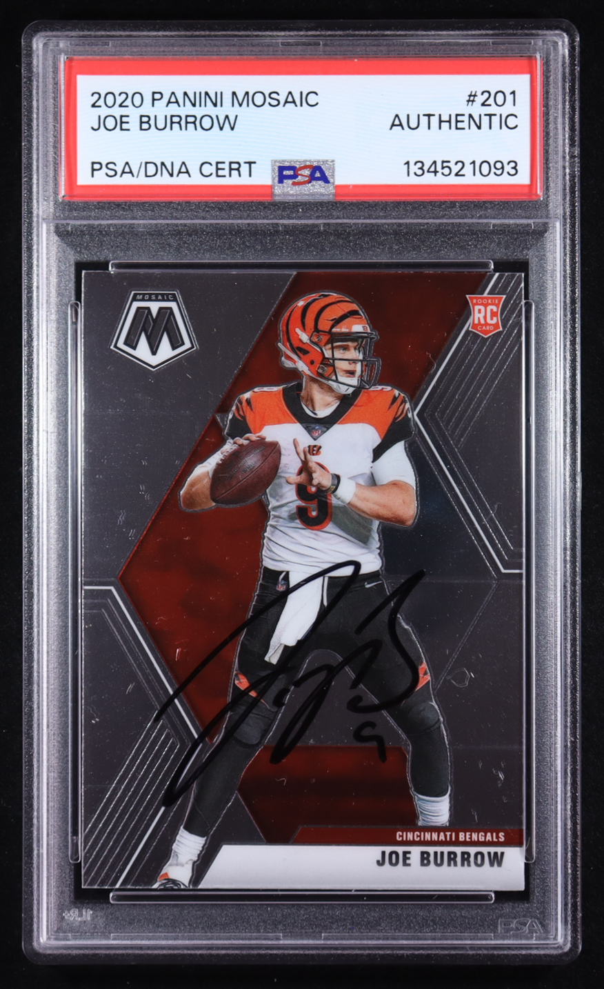 Joe Burrow Signed 2020 Panini Mosaic #201 RC (PSA) at PristineAuction.com Joe Burrow Signed 2020 Panini Mosaic #201 RC (PSA) at PristineAuction.com