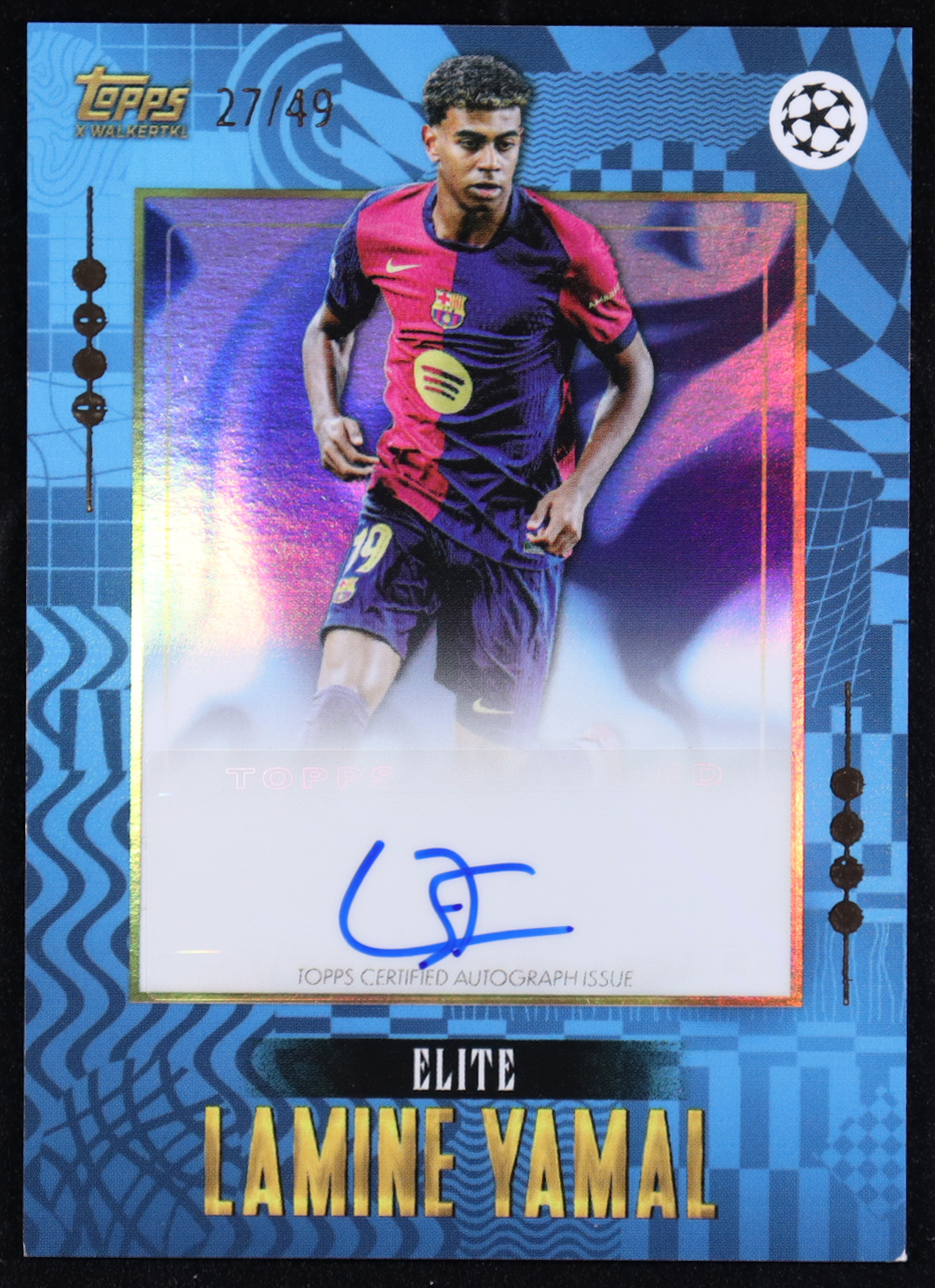 Lamine Yamal 2024-25 Topps UCC Gold Elite Blue Signatures #NNO #27/49 at PristineAuction.com Lamine Yamal 2024-25 Topps UCC Gold Elite Blue Signatures #NNO #27/49 at PristineAuction.com