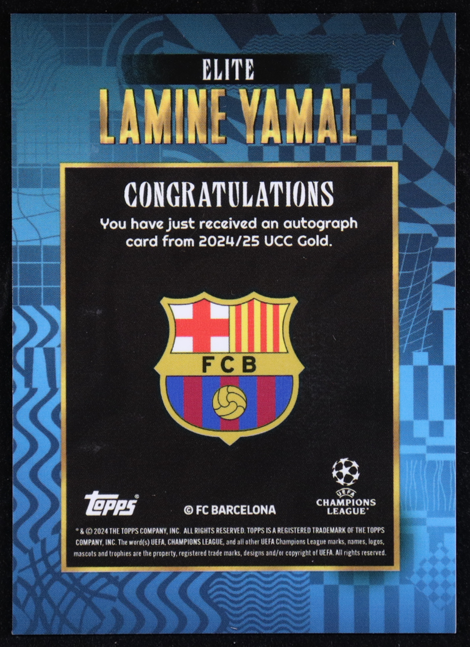 Lamine Yamal 2024-25 Topps UCC Gold Elite Blue Signatures #NNO #27/49 at PristineAuction.com Lamine Yamal 2024-25 Topps UCC Gold Elite Blue Signatures #NNO #27/49 at PristineAuction.com