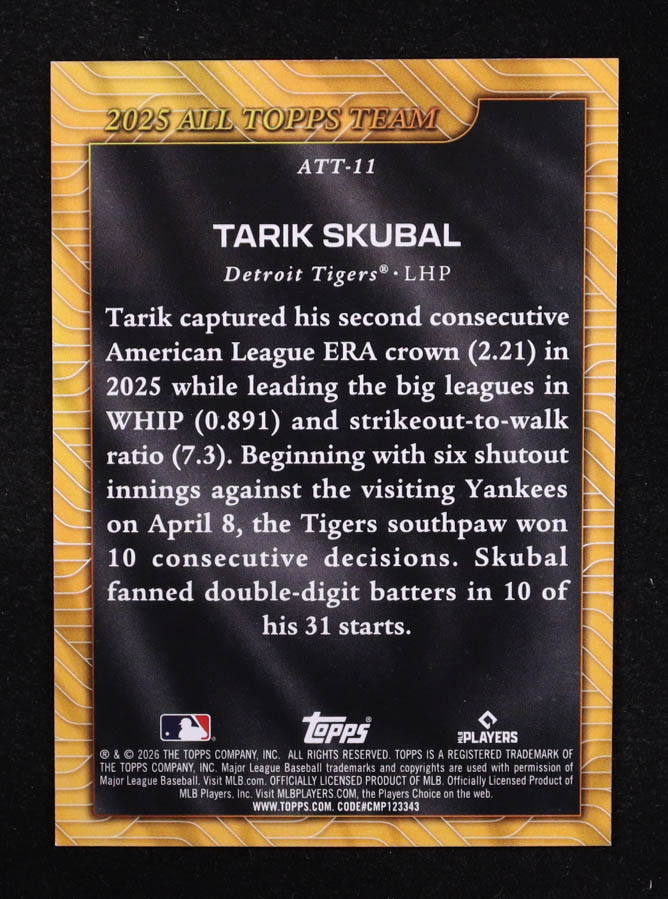 Tarik Skubal 2025 Topps All Topps Team #ATT-11 at PristineAuction.com Tarik Skubal 2025 Topps All Topps Team #ATT-11 at PristineAuction.com