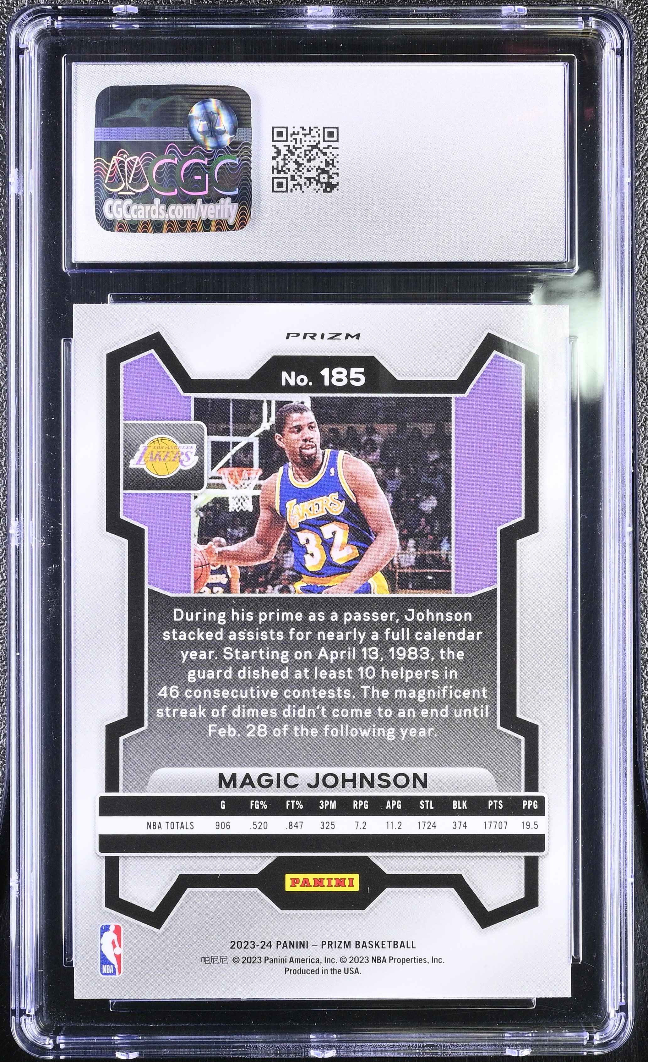 Magic Johnson 2023-24 Panini Prizm Orange Ice #185 (CGC 10) at PristineAuction.com Magic Johnson 2023-24 Panini Prizm Orange Ice #185 (CGC 10) at PristineAuction.com