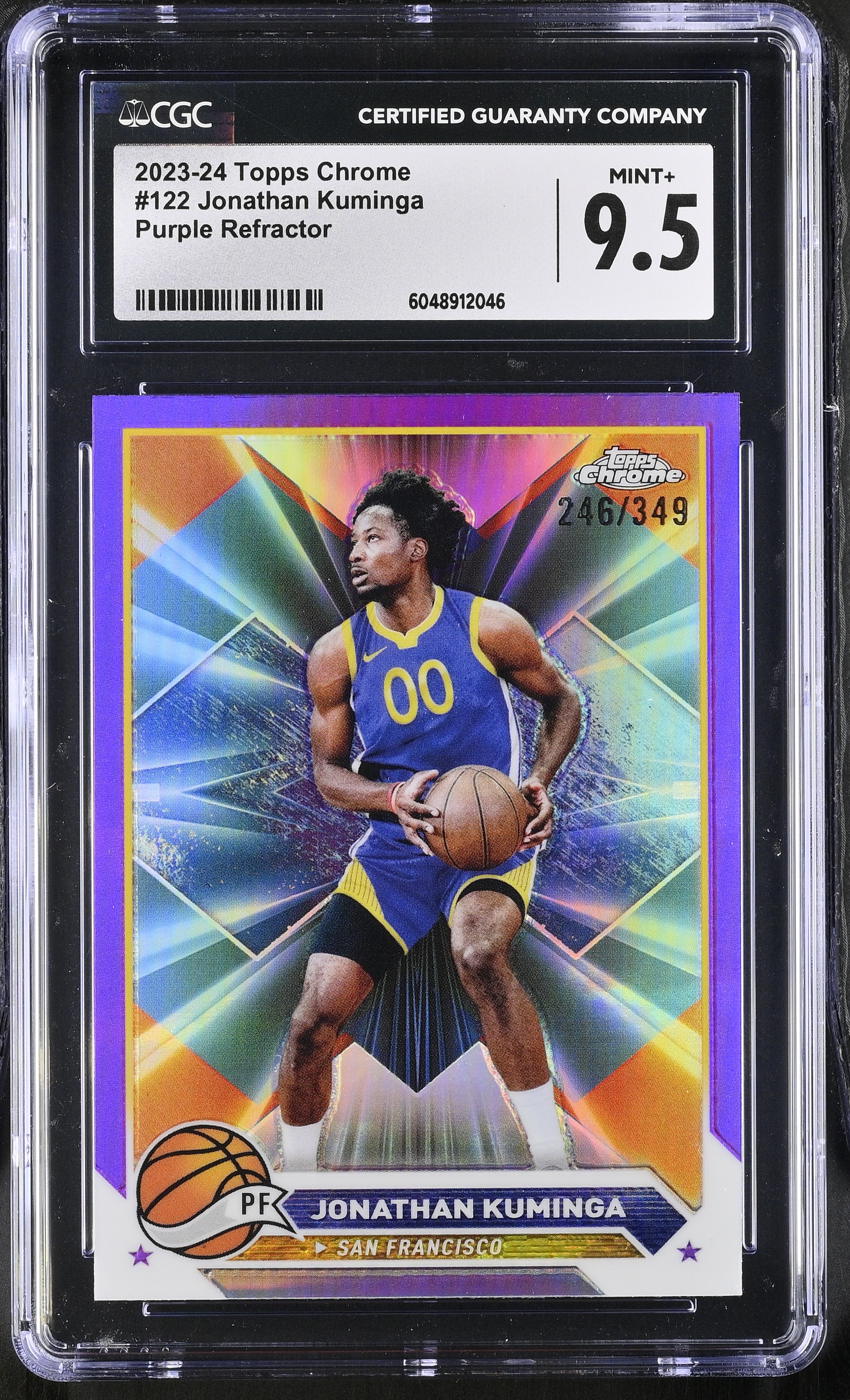 Jonathan Kuminga 2023-24 Topps Chrome Purple Refractor #122 #246/349 (CGC 9.5) at PristineAuction.com Jonathan Kuminga 2023-24 Topps Chrome Purple Refractor #122 #246/349 (CGC 9.5) at PristineAuction.com