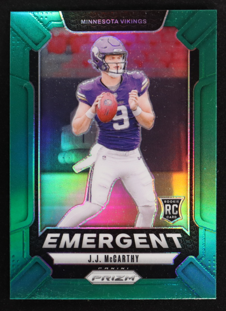 JJ McCarthy 2024 Panini Prizm Emergent Prizms Green #19 RC